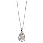 Target Women's Two Tone Family Tree Teardrop Pendant In Sterling Silver - Rose/gray