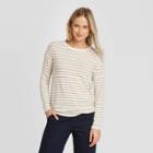 Women's Striped Long Sleeve Crewneck T-shirt - A New Day Brown