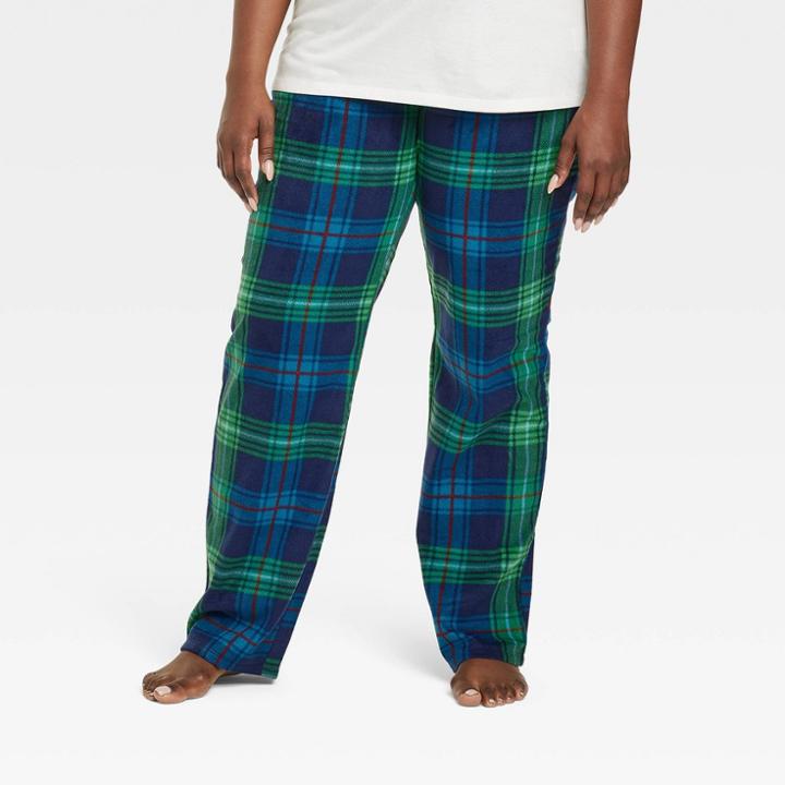 Women's Holiday Tartan Plaid Fleece Matching Family Pajama Pants - Wondershop Blue