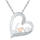 Target 0.02 Ct. T.w. Round White Diamond Prong Set Heart Pendant In 10k Rosegold Over Sterling Silver, Women's