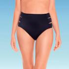 Women's Slimming Control High Waist Side-tab Bikini Bottom - Beach Betty By Miracle Brands Black