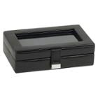 Wolf 15 Compartment Cufflink Box With Glass Top - Black, Adult Unisex