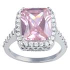 Journee Collection 2 7/8 Ct. T.w. Princess-cut Cz Basket Set Halo Engagement Ring In Sterling Silver - Pink,