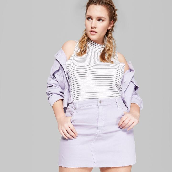 Women's Plus Size Denim Trucker Jacket - Wild Fable Crystal Violet