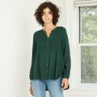 Women's Long Sleeve Button-down Shirt - Knox Rose Green