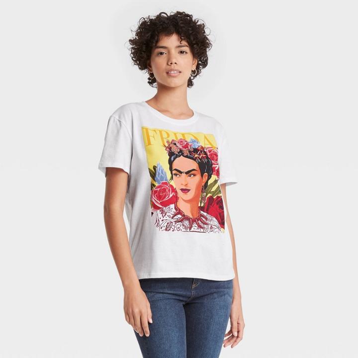 Fortune Fashions Women's Frida Short Sleeve Graphic T-shirt - White Floral