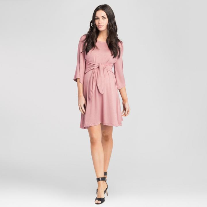 Maternity Tie Front Dress - Expected By Lilac - Rose (pink)