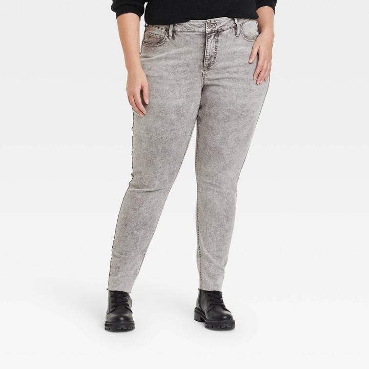 Women's Plus Size High-rise Ankle Skinny Jeans - Ava & Viv Gray Wash