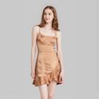 Women's Sleeveless Satin Wrap Dress - Wild Fable Taupe Brown