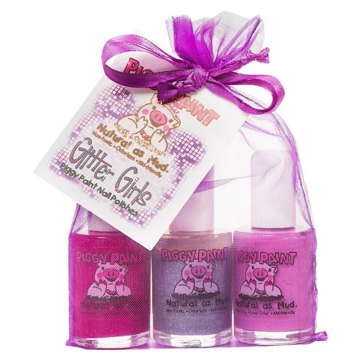 Piggy Paint Non-toxic Nail Polish Set, Glitter Girls