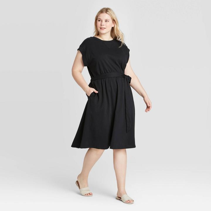 Women's Plus Size Short Sleeve Dress - Who What Wear Black 1x, Women's,