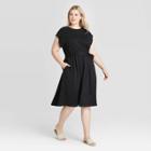 Women's Plus Size Short Sleeve Dress - Who What Wear Black 1x, Women's,
