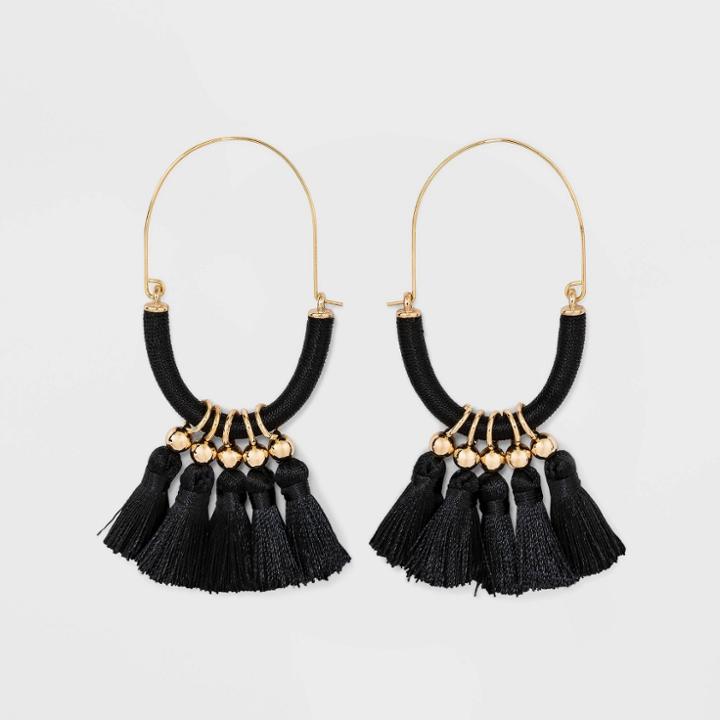 Sugarfix By Baublebar Bold Fringe Hoop Earrings - Black