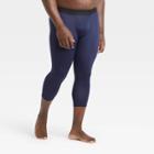 Men's Fitted 3/4 Tights - All In Motion Navy M, Men's, Size: