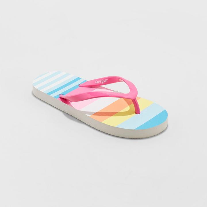 Girls' Mari Striped Flip Flop Sandals - Cat & Jack Fuchsia