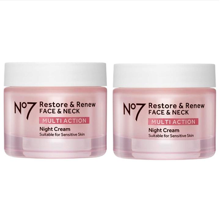 No7 Restore & Renew Multi Action Face & Neck Night Cream - 1.69 Fl Oz