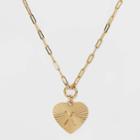 14k Gold Dipped 'x' Initial Diamond Cut Heart Pendant Necklace - A New Day Gold