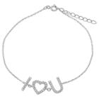 Journee Collection 1/2 Ct. T.w. Round-cut Cubic Zirconia I Heart U Pave Set Bracelet In Sterling Silver - Silver