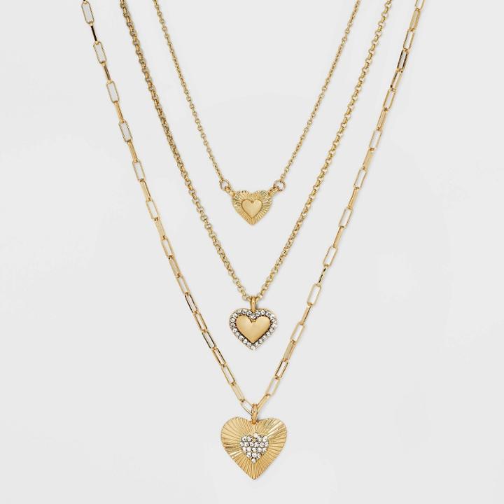 Sugarfix By Baublebar Triple Heart Multi-strand Necklace - Gold