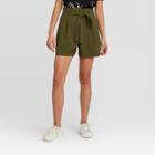Women's Mid-rise Paperbag Shorts - A New Day Green