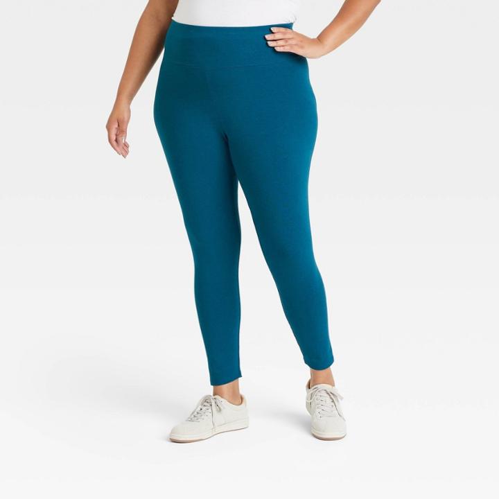 Women's Plus Size High-waisted Leggings - Ava & Viv Teal X, Blue