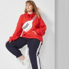 Women's Plus Size Oversized Hooded Sweatshirt - Wild Fable Red