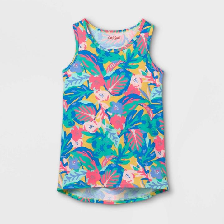Girls' Tropical Floral Tank Top - Cat & Jack Blue/pink
