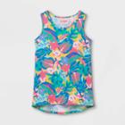Girls' Tropical Floral Tank Top - Cat & Jack Blue/pink
