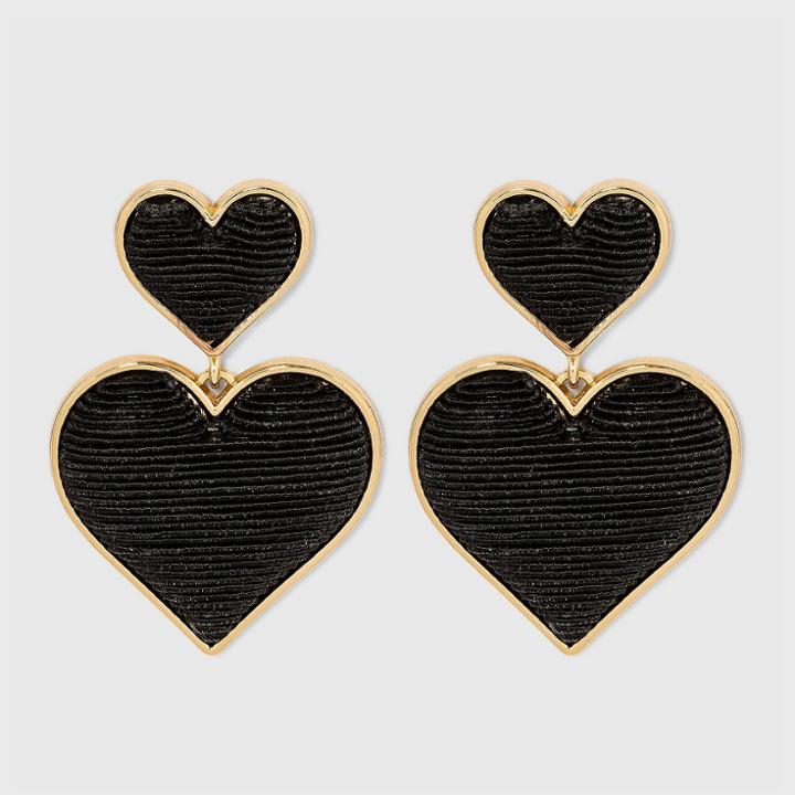 Sugarfix By Baublebar Stacked Monochrome Heart Drop Earrings - Black