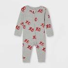 No Brand Baby Valentine's Day Xoxo Print Matching Family Footed Pajamas - Gray