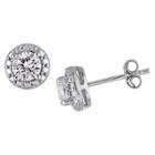 No Brand 1.28 Ct. T.w. Created White Sapphire Halo Stud Earrings In Sterling Silver, Women's