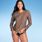 Women's Long Sleeve Zip Neck Rash Guard - Kona Sol Animal Print