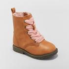 Toddler Girls' Cherish Lace Up Boots - Cat & Jack Cognac