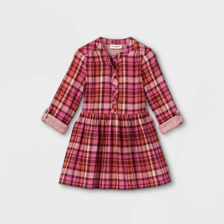 Toddler Girls' Plaid Shirtdress - Cat & Jack Pink