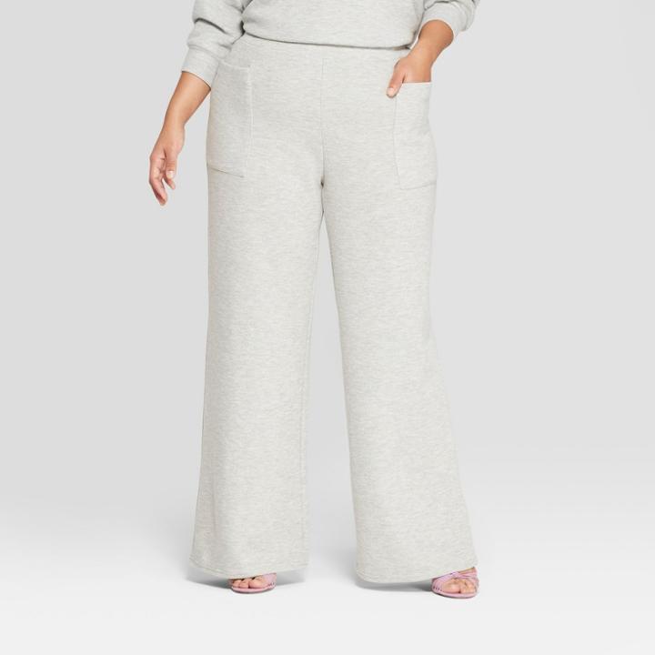 Women's Plus Size Cozy Wide Leg Pants - Who What Wear Gray X