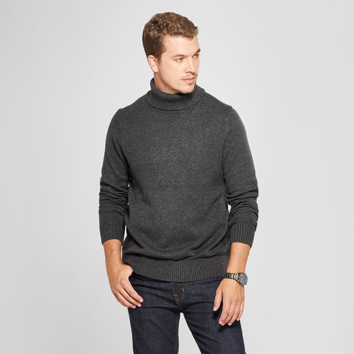 Men's Long Sleeve Turtleneck Pullover Sweater - Goodfellow & Co Railroad Gray Heather
