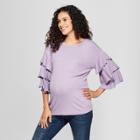 Maternity Flounce Sleeve Knit Top - Isabel Maternity By Ingrid & Isabel Lavender (purple)