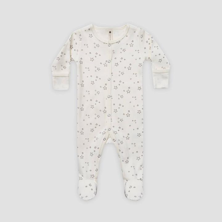 Q By Quincy Mae Baby Star Brushed Jersey Footed Pajama - Ivory