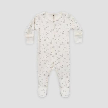 Q By Quincy Mae Baby Star Brushed Jersey Footed Pajama - Ivory