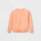 Girls' Performance Lightweight Crewneck Sweatshirt - All In Motion Peach Orange