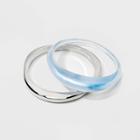Organic Shape Transparent And Metal Bangle Bracelet Set 2pc - A New Day Blue