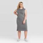 Women's Plus Size Sleeveless Crewneck Knit Dress - Ava & Viv Gray X, Women's