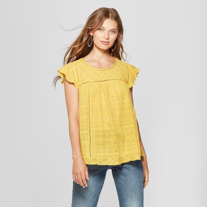 Johnpaulrichard Women's Short Ruffle Sleeve Babydoll Blouse - John Paul Richard - Gold