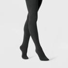 Women's Flat Knit Fleece Lined Tights - A New Day Black