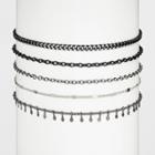 Chain Choker Necklace Set 5pc - Wild Fable Black/silver - Wild Fable