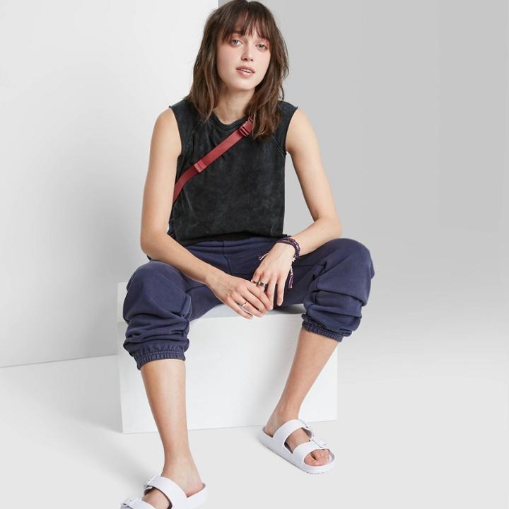 Women's Cropped Raglan Muscle Tank Top - Wild Fable Black