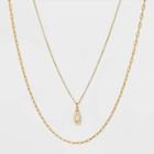14k Gold Plated Crystal Initial 'q' Pendant Chain Necklace - A New Day Gold
