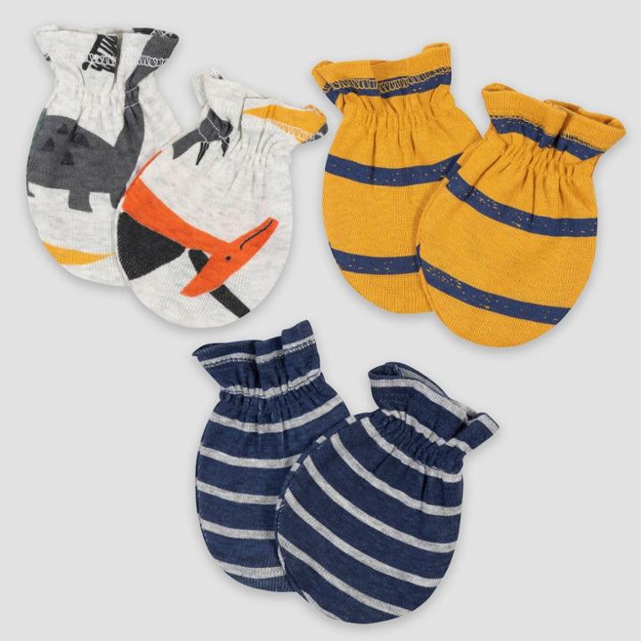 Gerber Baby 3pk Dino Mittens - Purple