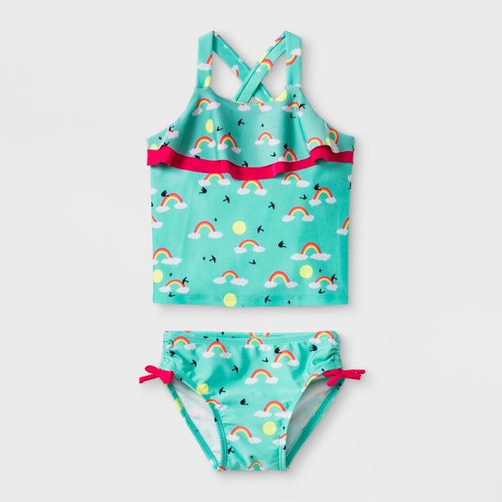Toddler Girls' Rainbow Tankini Swimsuit - Cat & Jack Turquoise