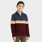 Boys' Cozy Mock Neck Zip-up Pullover Sweater - Cat & Jack Burgundy/orange